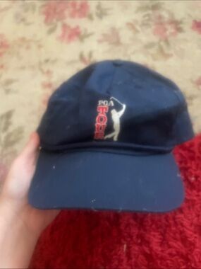 PGA Tour Navy Cap with Red and White Logo